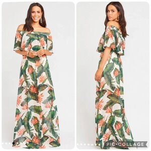 Show Me Your Mumu Hacienda Maxi Dress Off Shoulder Paradise Tropical Floral XS